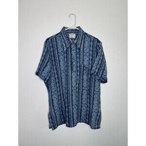Vintage Arrow Casual Wear Gent Shirt Short Sleeve Button-Up Men's L Geometric